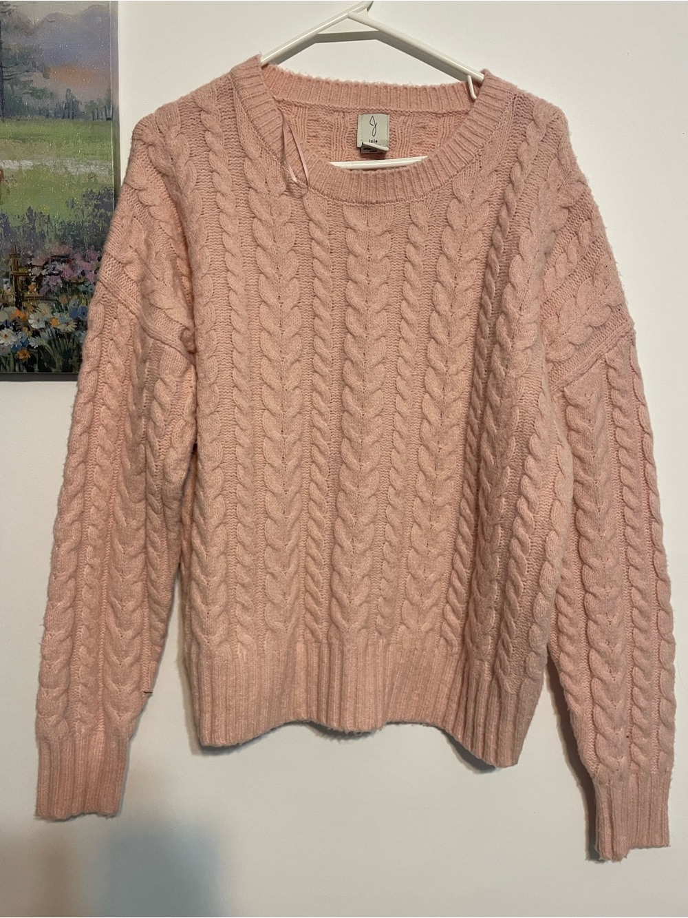Joie women Blush Pink Cable Knit Crewneck Sweater